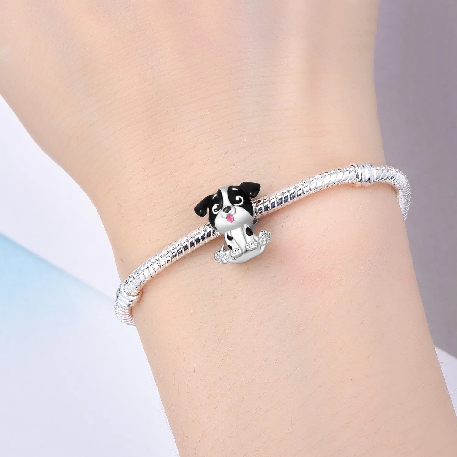 PANPOKI 925 Sterling Silver Cute Dog Animal Pet Beads Original Pendants Bracelet Charm Jewelry Party DIY Trendy Gifts