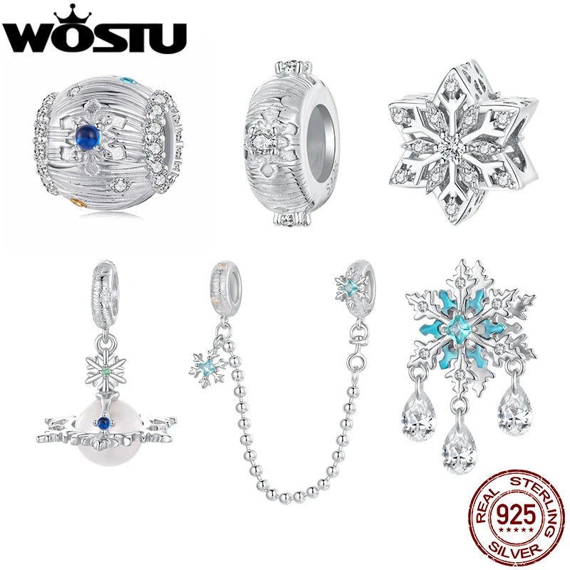 WOSTU 925 Sterling Silver Medusa Head Charm Snake Beads Rainbow Crystal Pendant  for Bracelet Making Unique DIY Gift