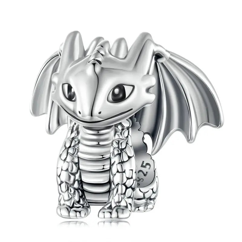BAMOER 925 Sterling Silver Animal Pendant Colorful Zoo World Flying Dragon Beads Original for Women Teens DIY Cute Necklace