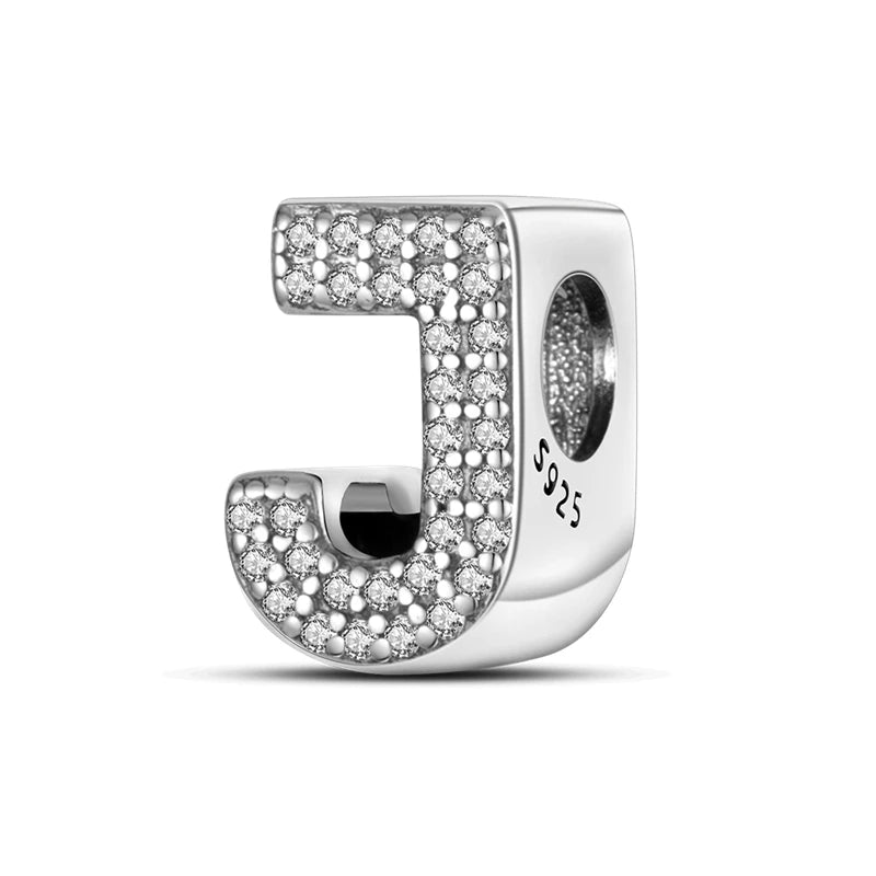 New 925 Sterling Silver Charm Beads 26 Letter Alphabet A-Z Charm Fit Original Charms Bracelet DIY Birthday Jewelry Gift Making