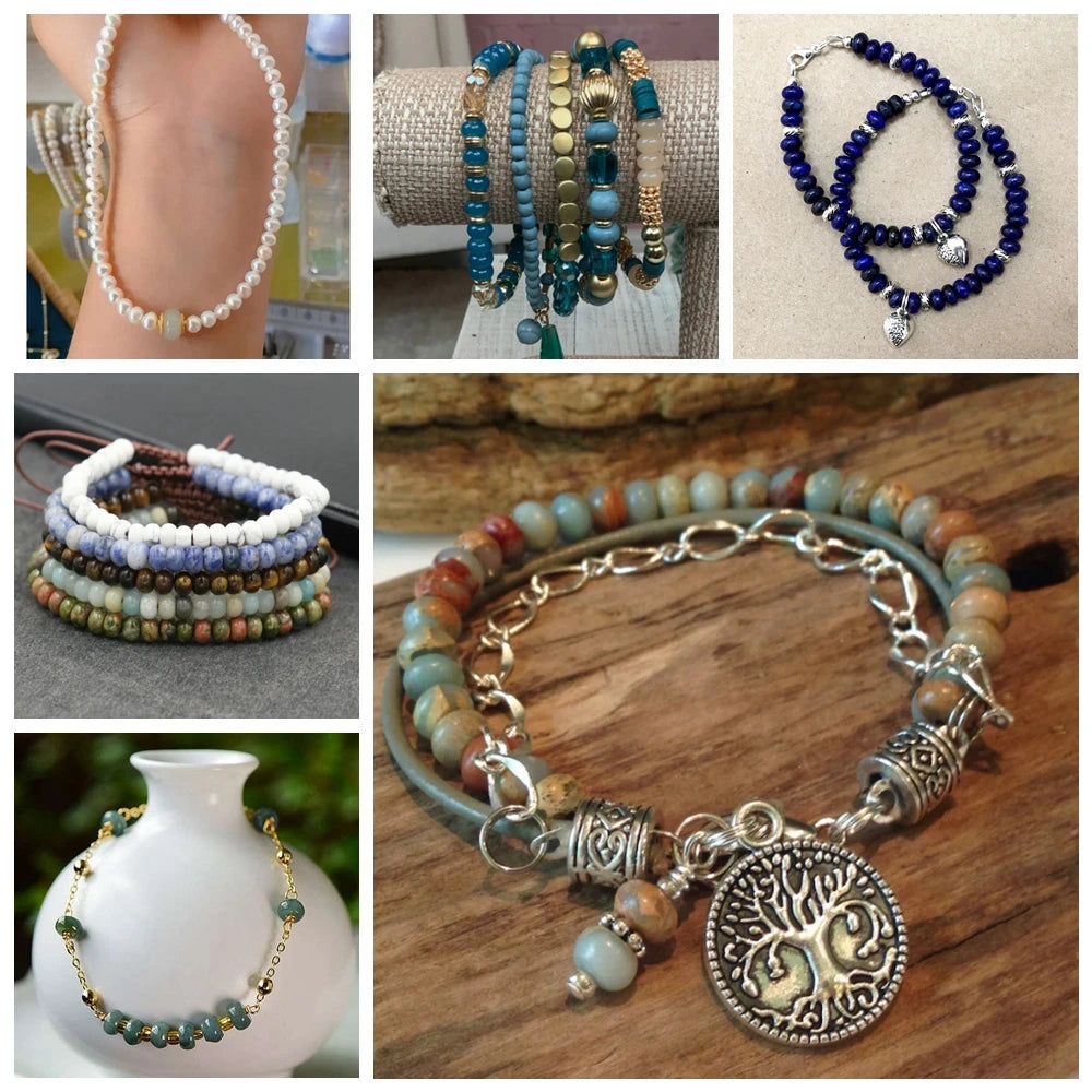 4X6MM/5X8MM Natural Stone Abacus Beads Rondelle Shape Lapis  Jaspers Jades Amazonite Bead For Jewelry Making Bracelet DIY 15.5"