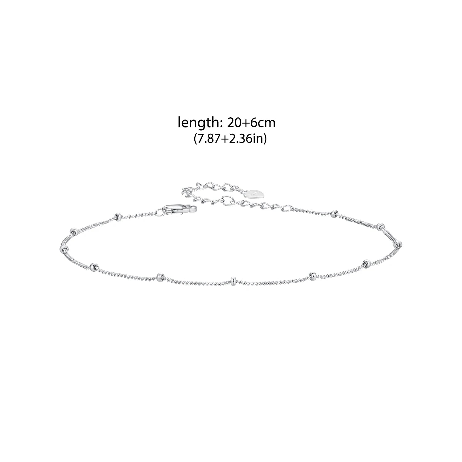 BISAER 925 Sterling Silver Snake Chain Anklet Bracelet Chain Anklet Beads Cute Cat Waterproof Chain For Women Party Fine Jewelry