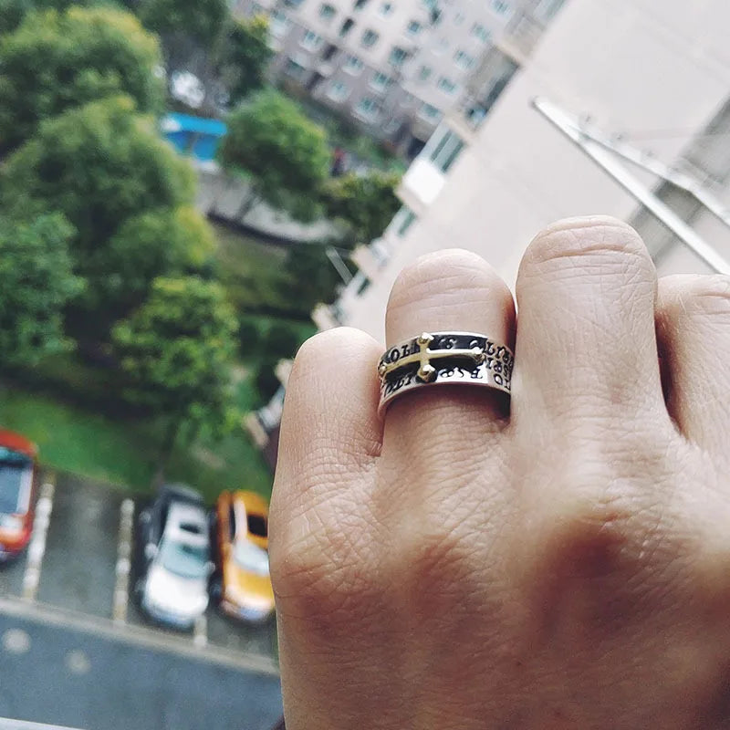 Retro Cross Graffiti Ring For Men Women Punk Gothic Adjustable Ring Handmade Rock Hiphop Unisex Jewelry Accessories Man Gift - Madeinsea©