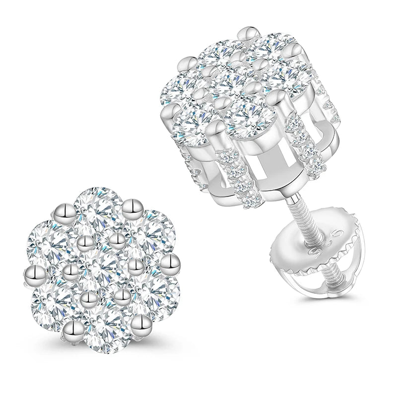 Unisex Fine Hip Hop Jewelry Moissanite Earrings For Women 925  Stud Earrings