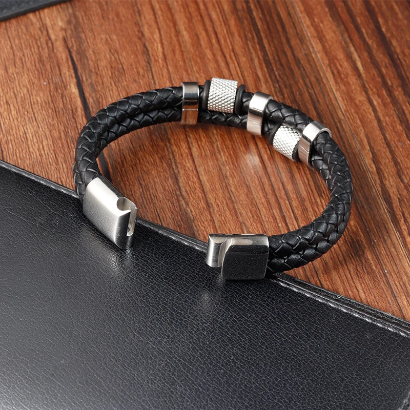 Charm Braid Seil Armband für Männer Edelstahl Magnetschnalle Echtes Leder Armbänder &amp; Armreifen Männlich Weiblich Schmuck