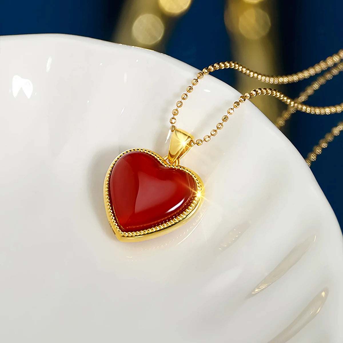 Szjinao 100% Real Gold 18k Natural Agate Necklace For Women Heart Pendant Au750 Pure Original Gold Jewelry Valentine's Day Gifts