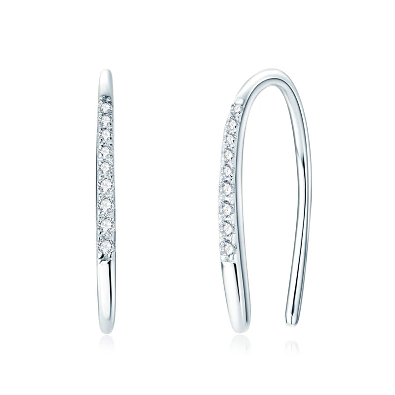 OXTAO Hoops 925 Sterling Silver Moissanite Earrings For Women Sparkling Lab Dimoand U-Shaped Earrings Luxury Jewelry Gifts GRA