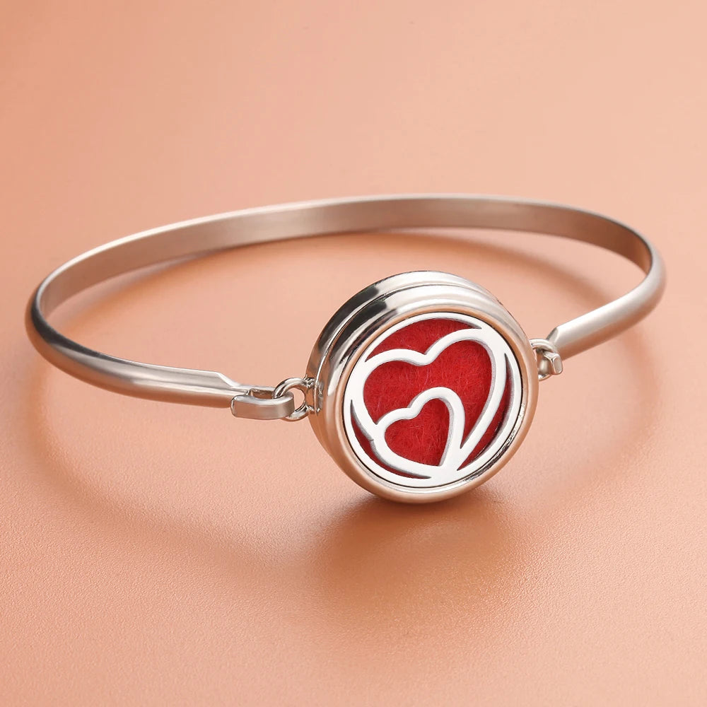 Aromatherapie-Armbänder mit Baum-Diffusor, Manschettenarmband, Parfüm-Armband mit ätherischen Ölen, offenes Medaillon-Armband, Aromaschmuck