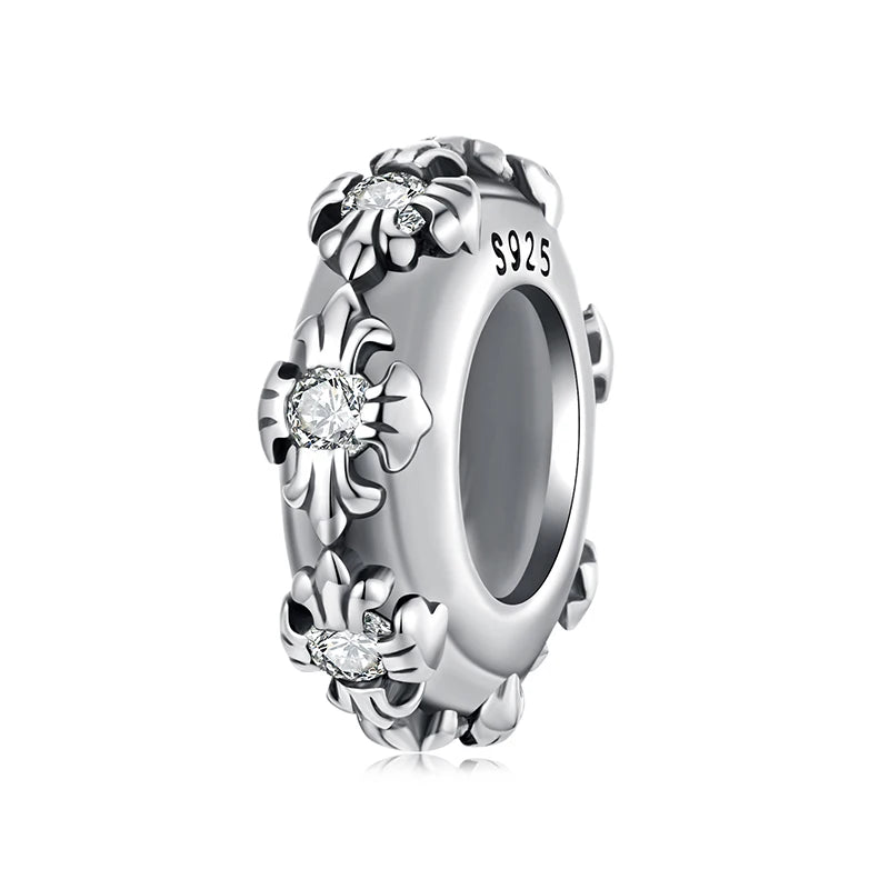 BAMOER 925 Sterling Silver Vintage Cross Silicone Stopper Beads fit Original Bracelet DIY Jewelry Accessories bamoer Beads