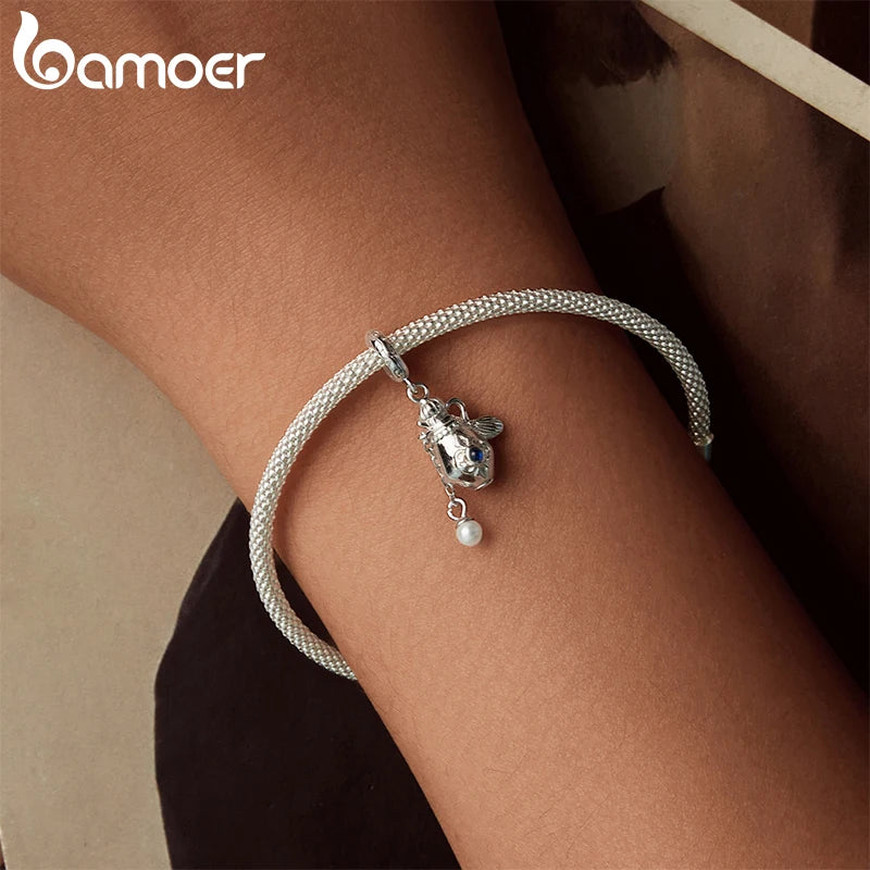 BAMOER Solid 925 Sterling Silver Vintage Perfume Bottle Pendant fit Original Bracelet DIY Bamoer Charm for Jewelry Making