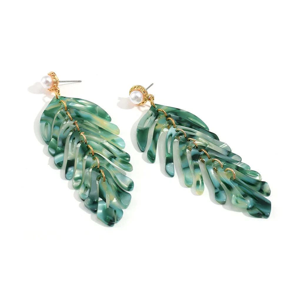 Statement Acrylic Long Earrings Fashion Trend Leaf-Shaped Drop Earring Fine Jewelry Accessories For Women Wholesale