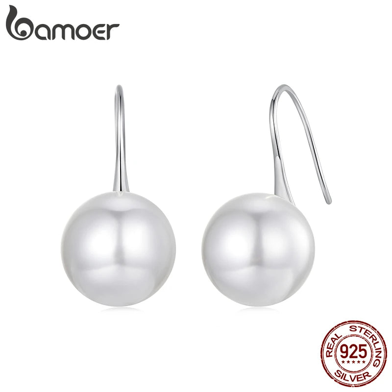 BAMOER 925 Sterling Silber Perlen-Ohrhänger, Schmuck für Damen, hypoallergen, elegant, Geschenkidee für Geburtstagsfeiern