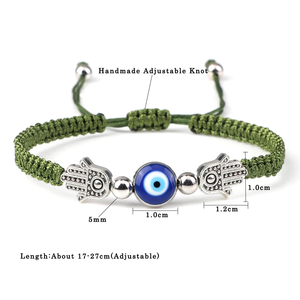 Classic Blue Turkish Evil Eyes Bracelets for Women Hand of Fatima Lucky Red Braided Rope Chain Bracelets Female Handmade Jewelry