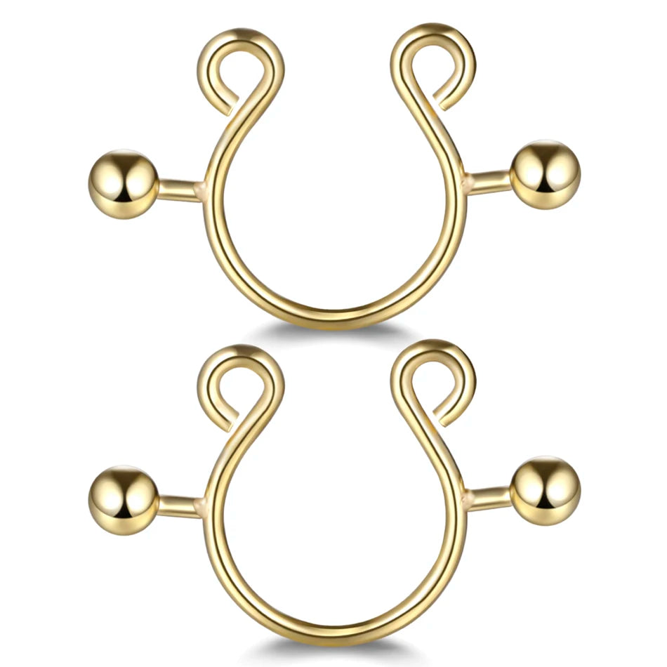 2pcs/lot Surgical Steel Fake Sexy Nipple Clip Rings Charm Faux Nipple Shield Non Piercing Rings Body Jewelry for Women Gift