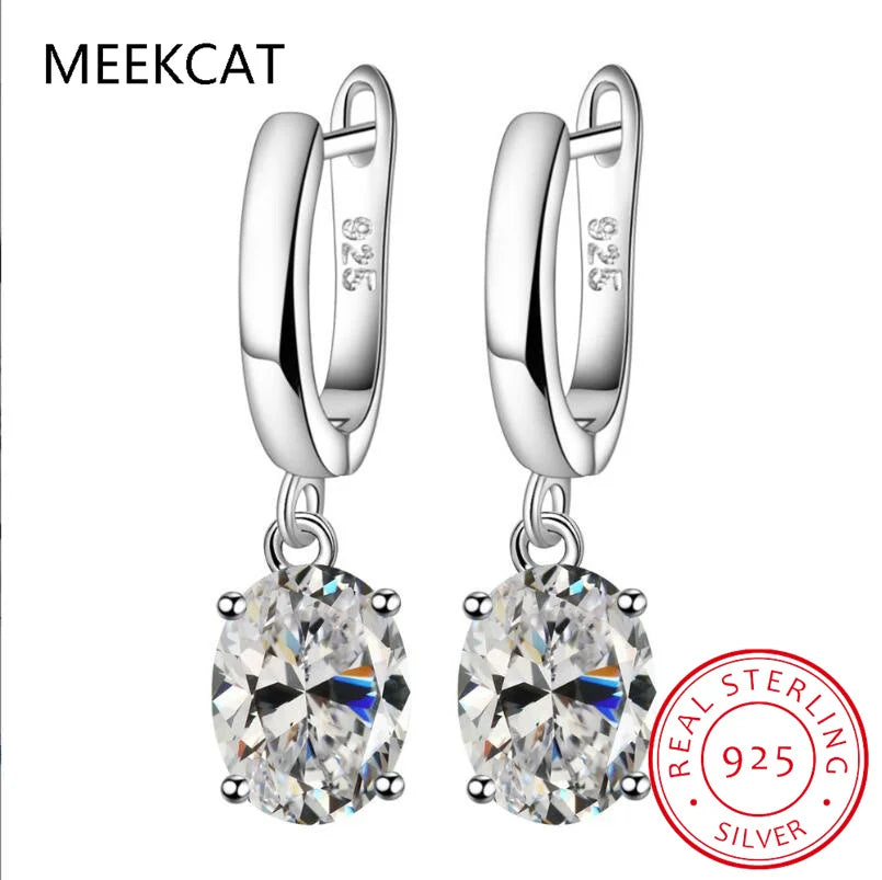 Oval Genuine Natural Blue Topaz 925 Sterling Silver Stud Earrings for Women Fashion Statement Gemstone Jewelry