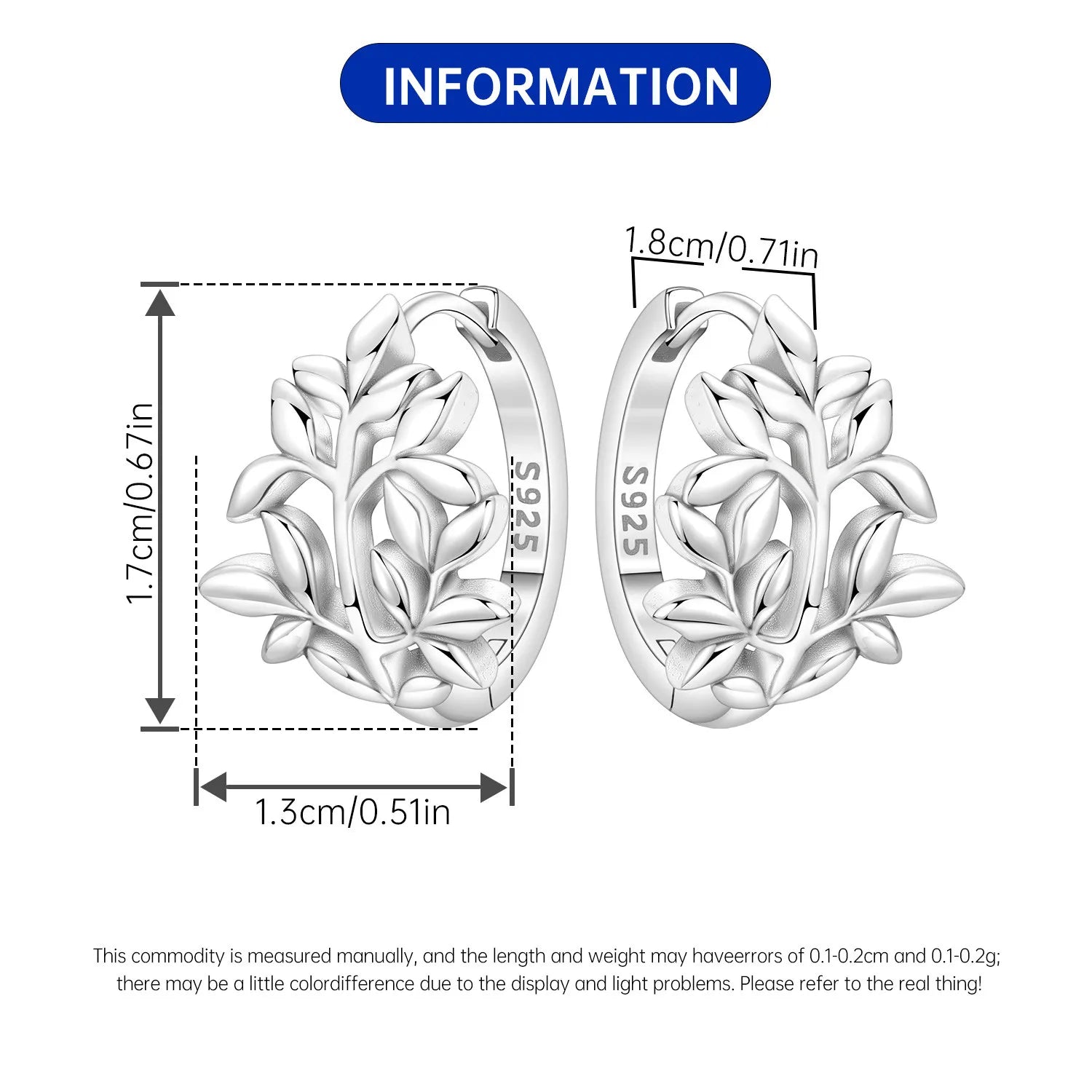 PANPOKI Original 925 Sterling Silver Minimally Designed Leaves Earrings Women Hoop Earring Anniversary Jewelry Trendy Gifts