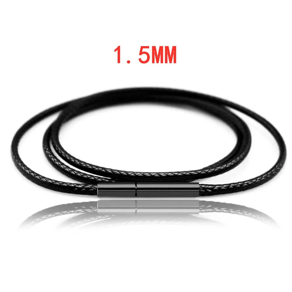 MKENDN Black Leather Chain Necklace for Diy Women Men Handmade Braid Rope Long Necklace 40/50/60/70CM Neck Pendant Chain Jewelry
