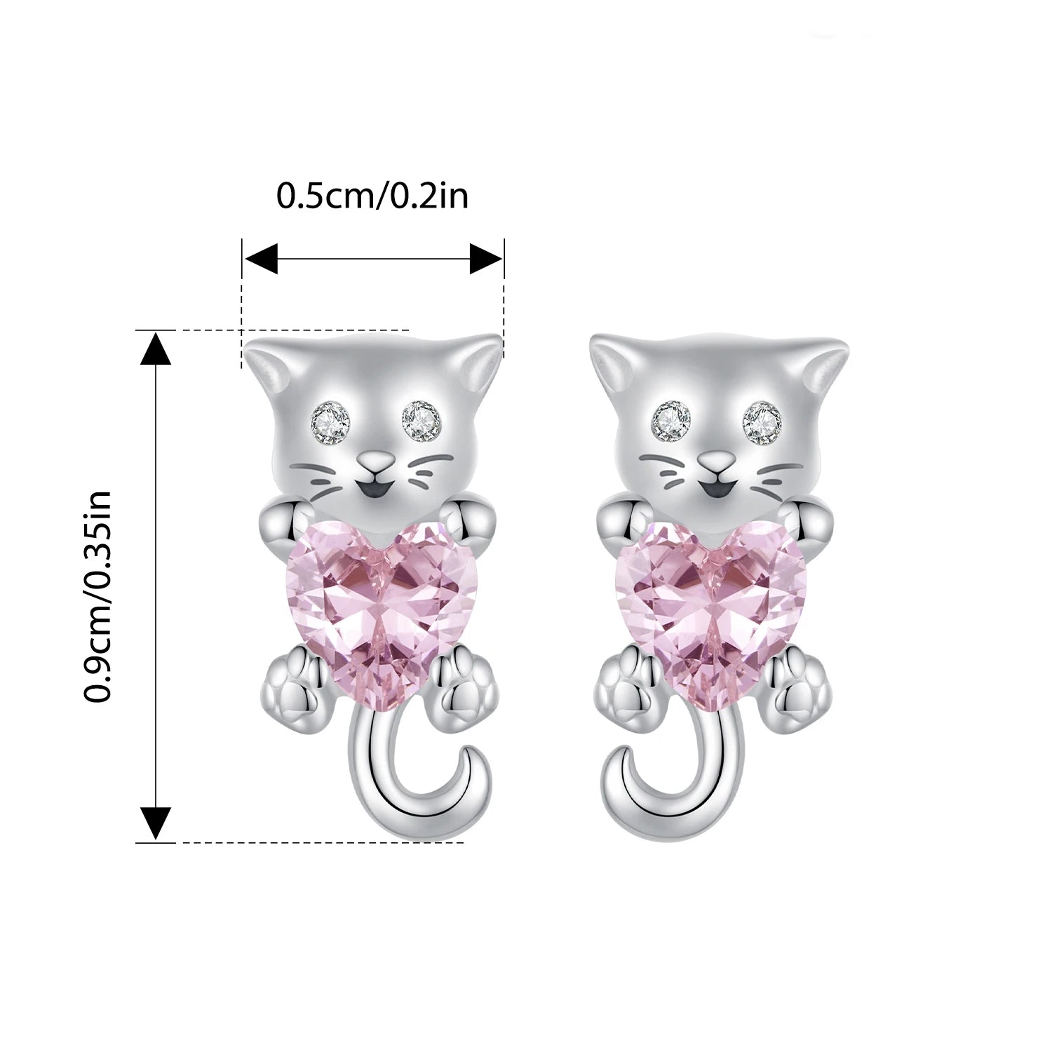 BISAER Real 925 Sterling Silver Mini Kitty Stud Earrings Fox Koala Panda Bear Animals Stud Ear For Girls Party Fine Jewelry Gift
