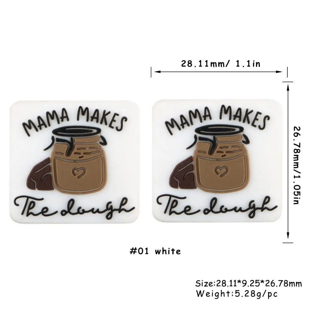 Lot de 5 ou 10 perles en silicone MOM pour la fabrication de bijoux, colliers, bracelets, accessoires de bijouterie