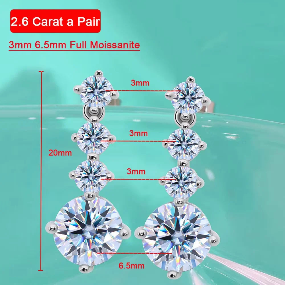 Serenity 3.6ct D Color Moissanite Earrings For Women 100% S925 Sterling Silver Plated 18K Tassel Drop Earrings Fine Jewelry GRA - Madeinsea©