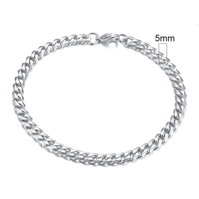 3/5/7/11mm Stainless Steel Figaro Chain Bracelet Bangle for Men Women Hiphop Trendy Wrist DIY Bracelet Jewelry
