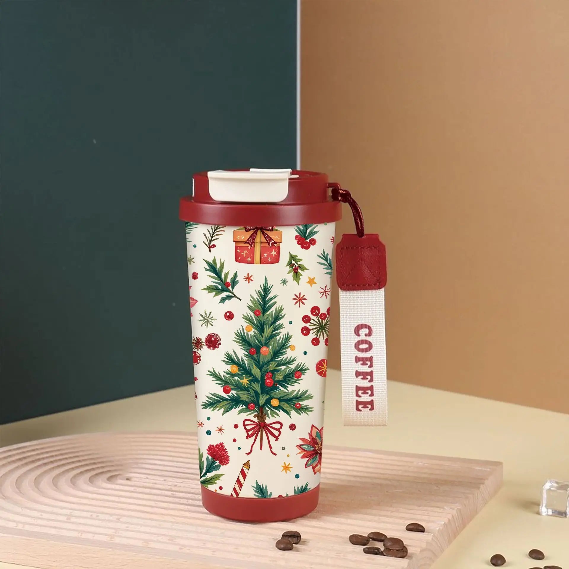 Christmas thermos cup 316 stainless steel lily of the valley coffee cup cartoon Christmas holiday gift