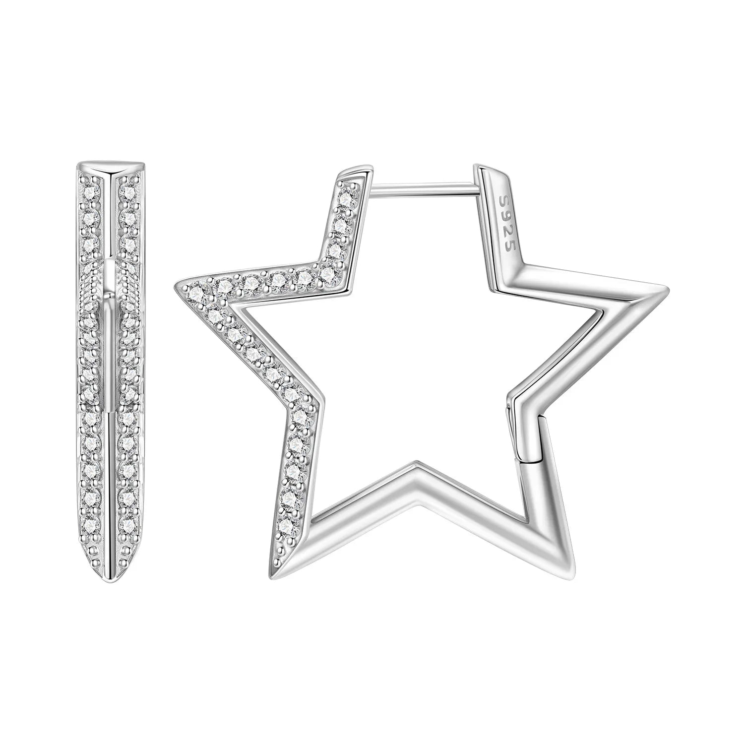 PANPOKI S925 Sterling Silver Star Shaped Design Earrings Versatile Hoop Earrings For Women Jewelry Original Party Gifts