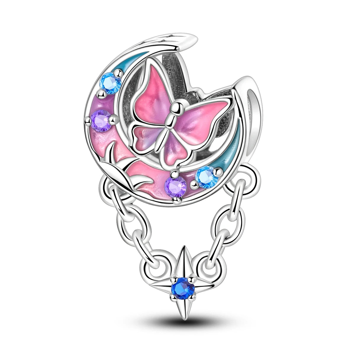 Springtime 925 Silver Gem Butterfly Dragonfly Flowers Charms Pendant Fit Pandach 925 Original Bracelets DIY Little Fresh Jewelry