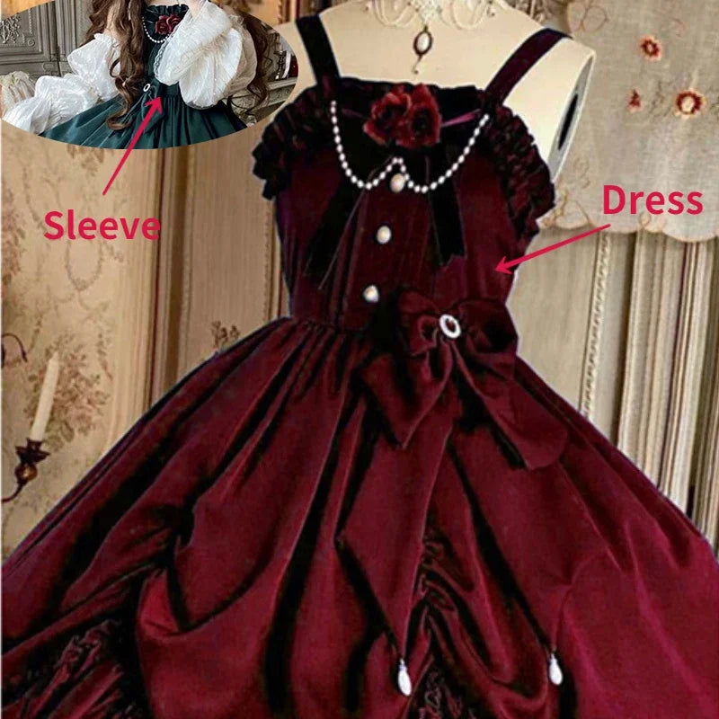 Vintage Victorian Lolita Princess Jsk Dress Women Elegant Sweet Palace Queen Party Dresses Girly Gothic Sleeveless Slip Dress