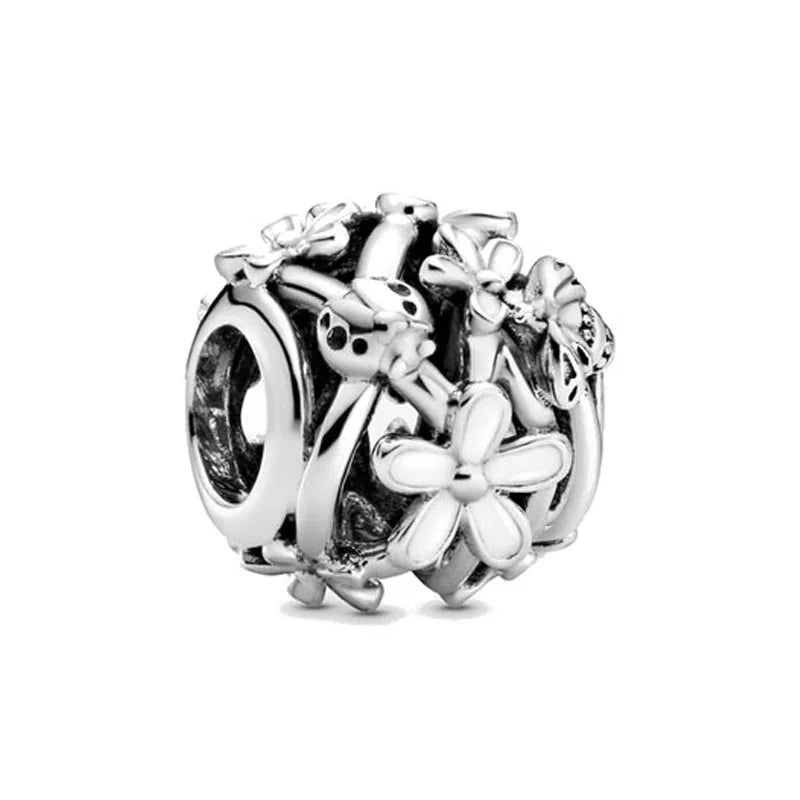 Europe NEW 925 Sterling Silver Spring Flower Bee Charm cute cow duck cat snake dog Bead Fit Original Bracelet Jewelry For Gift