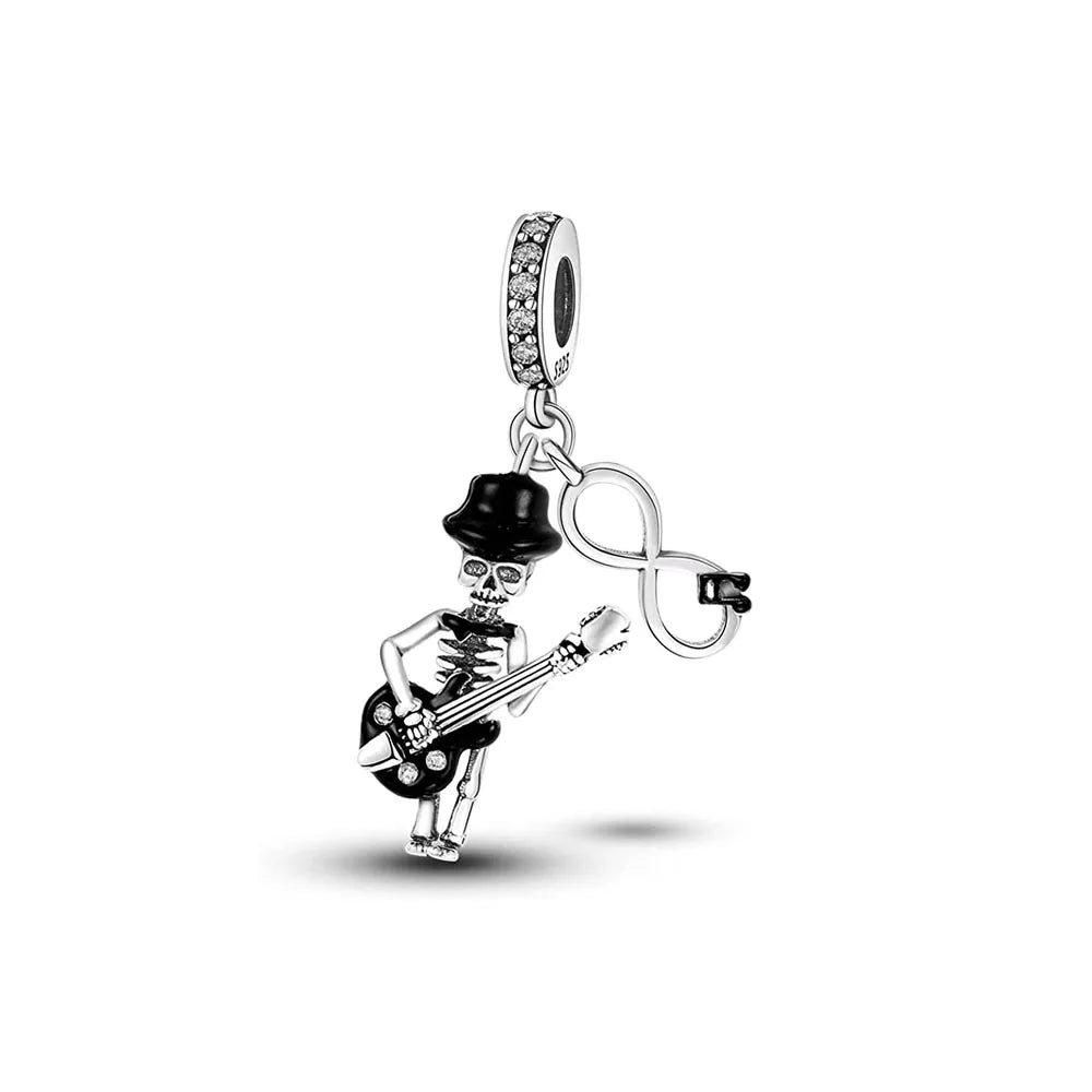 Miniso Gruseliges Skelett-Geister-Serie 925 Sterling Silber Charm Halloween Hut Perle Passend für Damen Original Schmuck Geschenk