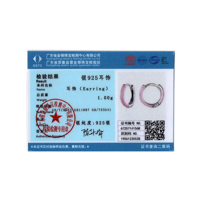 WOSTU 925 Sterling Silver Pink Round Hoop Earrings  Colors Heart Original Cute for Women Girl Daily  Fine Jewelry Birthday Gift