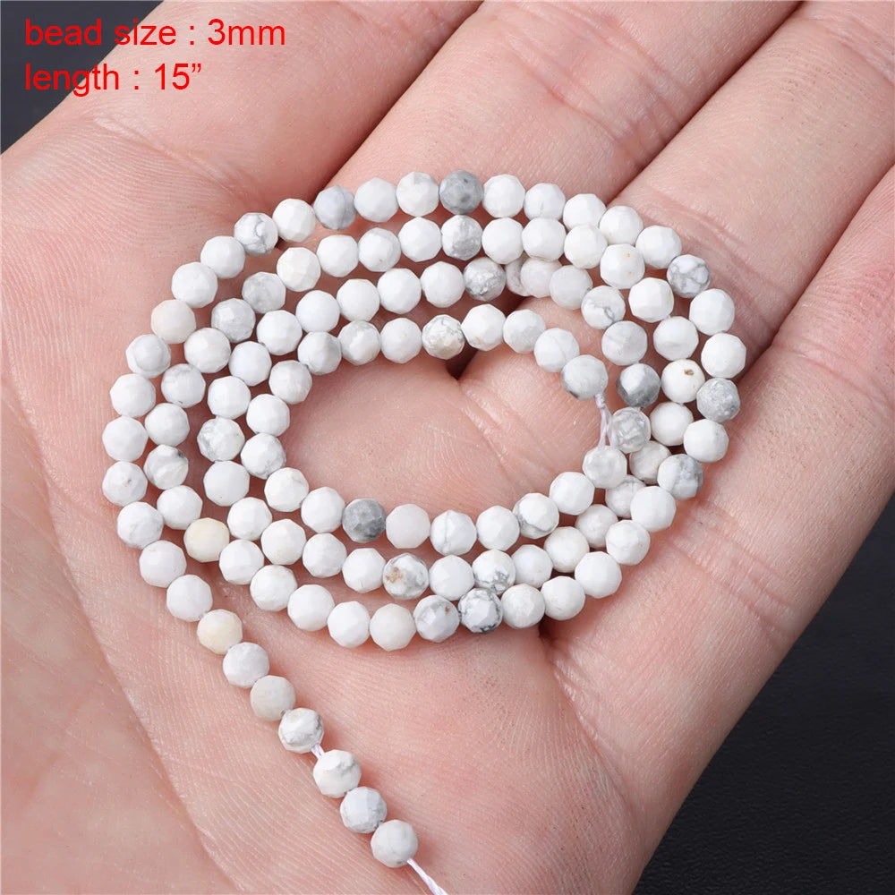 New Arrival Natural Howlite Stone Bead White Turquoises Loose Beads Jewelry Making Perles Gem Loose Beaded Diy Bracelet Necklace