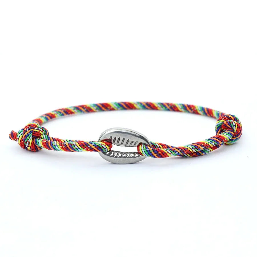 Handwoven Rope Macrame Bracelet Men Adjustable Nickel Black Shell Braclet Summer Beach Surfer Braslet Pulseira Corda Masculina