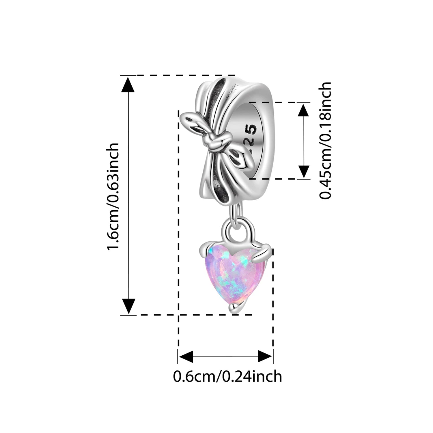 BAMOER 925 Sterling Silber Romantischer Schlossanhänger Rosa Schleifen-Zwischenperlen Kreuz-Glaubensanhänger für Halskette DIY Schmuckzubehör