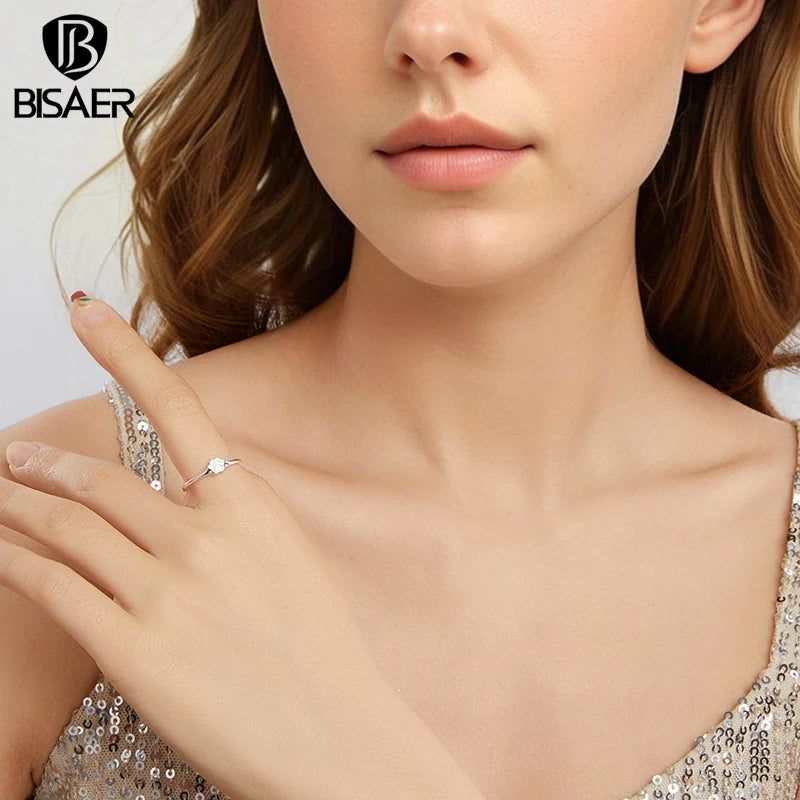 BISAER 925 Sterling Silver Cute Pet Paw Open Ring Adjustment Size 5-9 Band for Women Party Original Fine Jewelry ECR1125-E