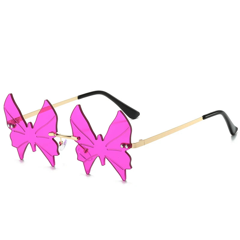 2025 Fashion Rimless Butterfly Sunglasses For Women Men Personalized Trendy Metal Irregular Sun Glasses Party Decorative Glasses