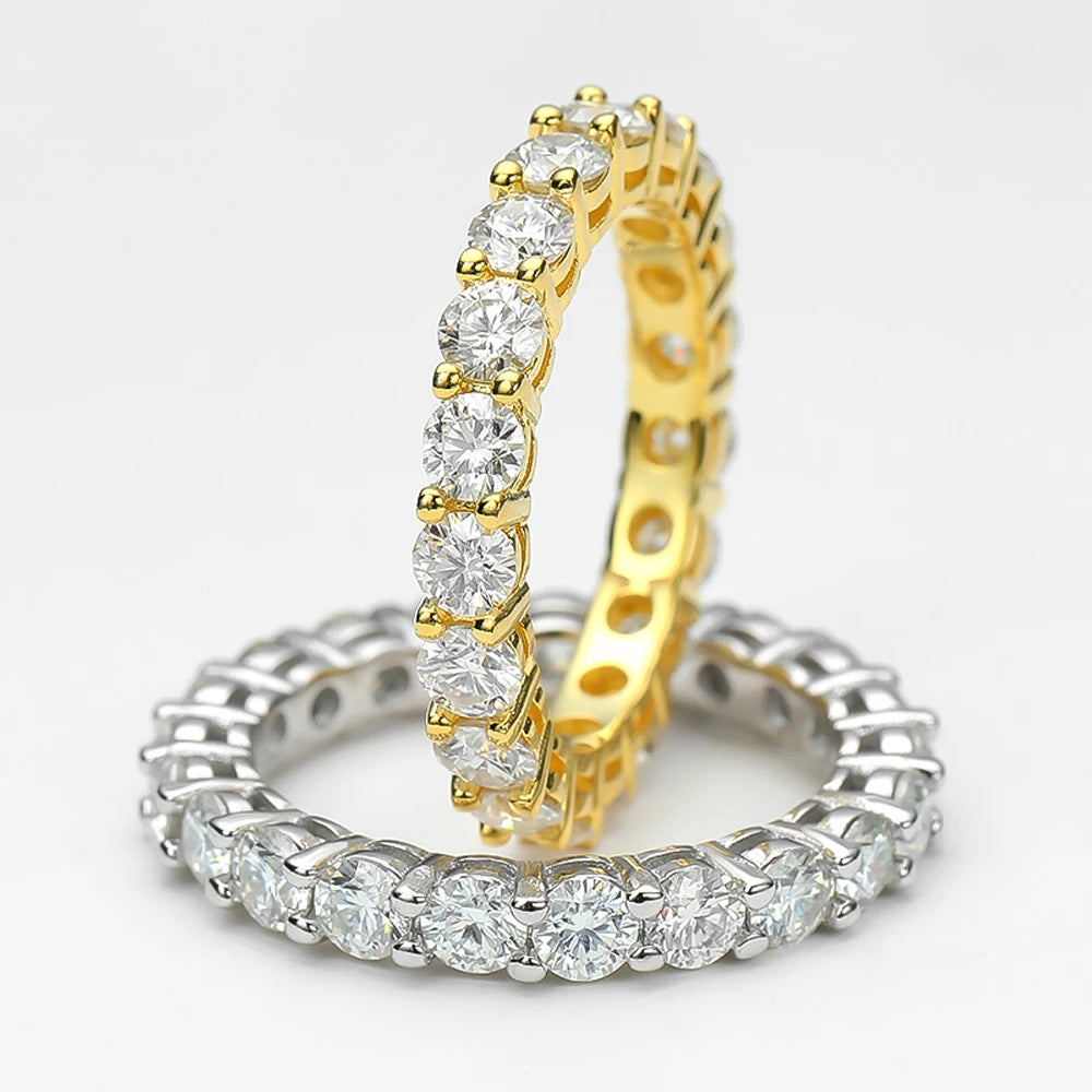 Serenity 3mm D Moissanite Row Rings For Women Men Gift Solid S925 Silver Jewelry Sparkling Lab Diamond Wedding Rings Plated 18K - Madeinsea©