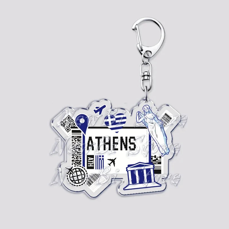 Hot Boarding Pass Keychains for Accessories Bag  NEW YORK TOKYO SEOUL PARIS LONDON Travel Souvenir Tickets Keyring Friends Gifts