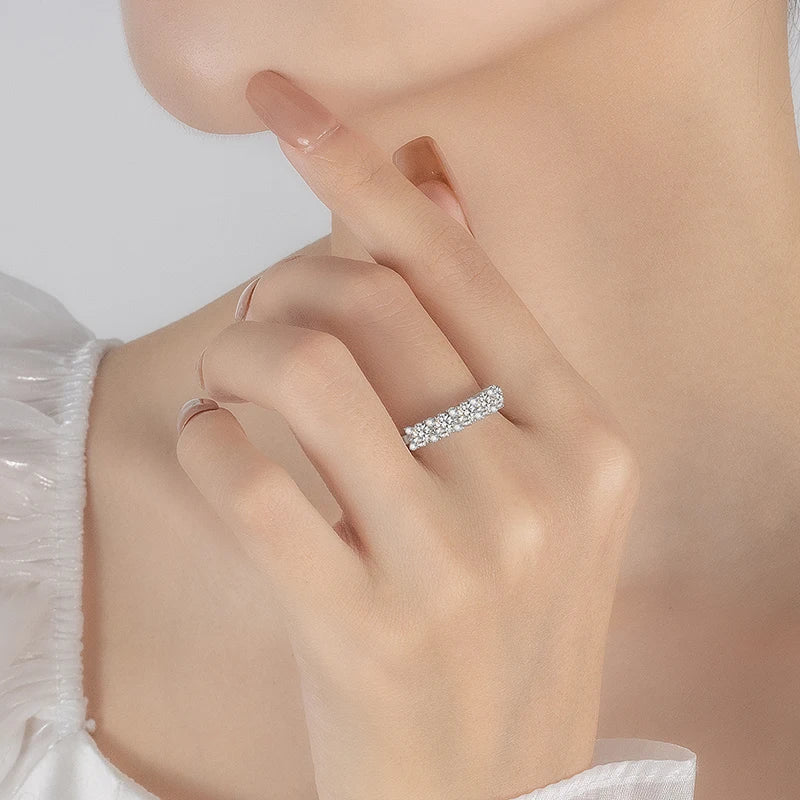 PERFANY Total 1.68CT Moissanite Ring for Women S925 Silver Sparkling Laboratory Certified Diamond Wedding Ring Luxury Jewelry