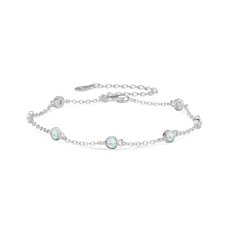 OXTAO Real 925 Silver Artificial White Opal Bolo Bracelet Adjustable Chain Fashion Women's Bracelet Jewelry Gift Wholesale