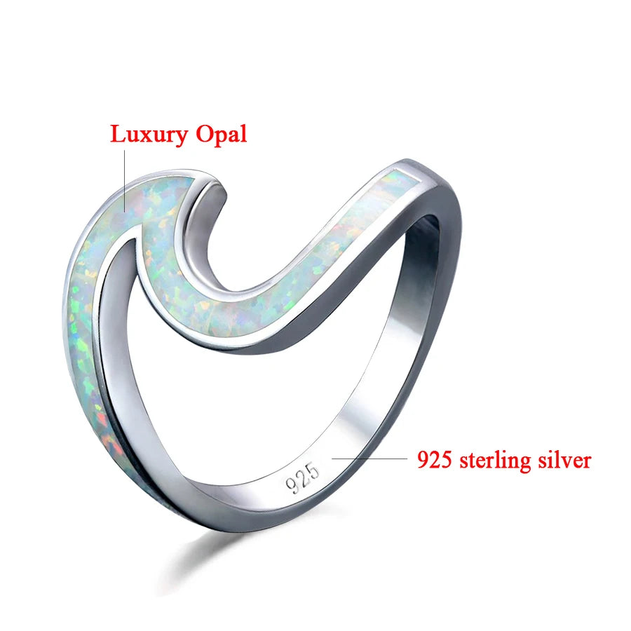 925 Sterling Silver Ocean Wave Ring