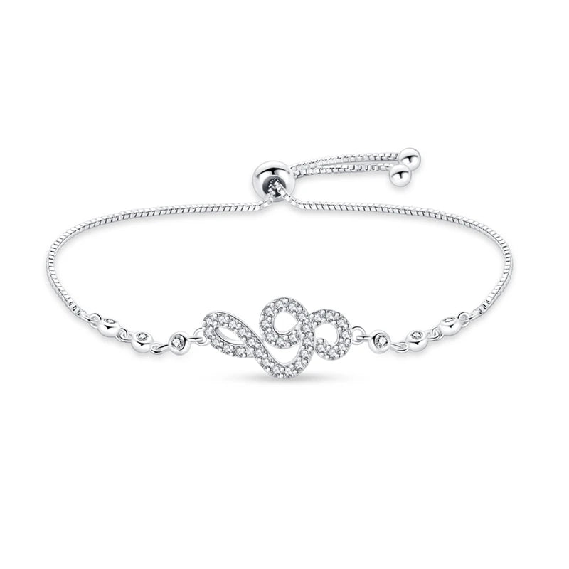 Trendy Bracelet For Women 925 Silver Sparkling Lucky Infinite Symbol Sakura Sunflower Butterfly Pendant Bracelet Wedding Jewelry