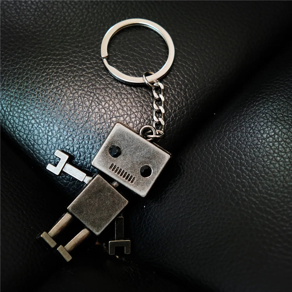 MKENDN New Design Metal Big-Headed Robots Keychains Creative Car  Keyrings Gifts Custom LOGO