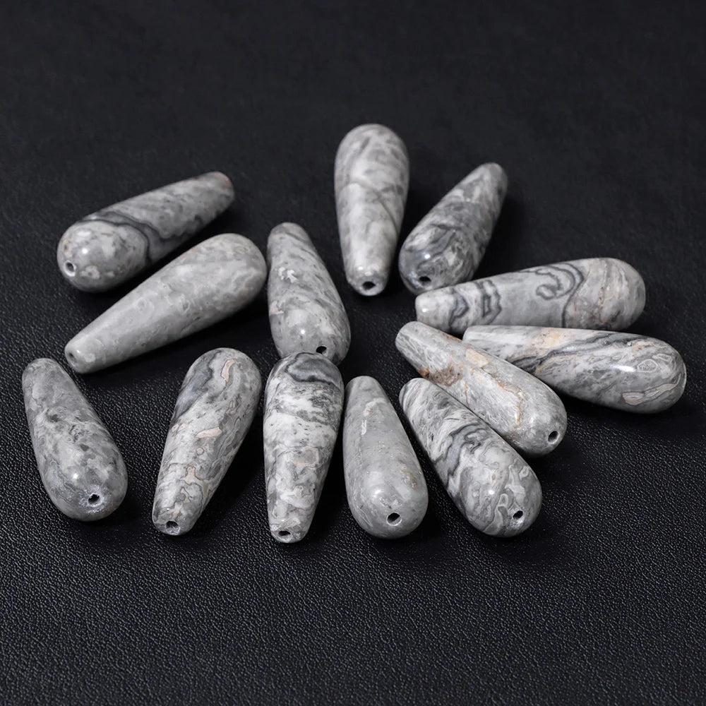 Natural Water Drop Stone Bead 10x30mm Chalcedony Amethysts Agates Loose Spacer Charms Bead For DIY Bracelet Earrings Accessories