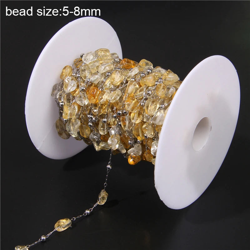 Natural Quartzs Stone Stainless Steel Chips Beads Chains For DIY Bohemia Jewelry Making Women Necklace Choker Bracelet Handmade - Madeinsea©