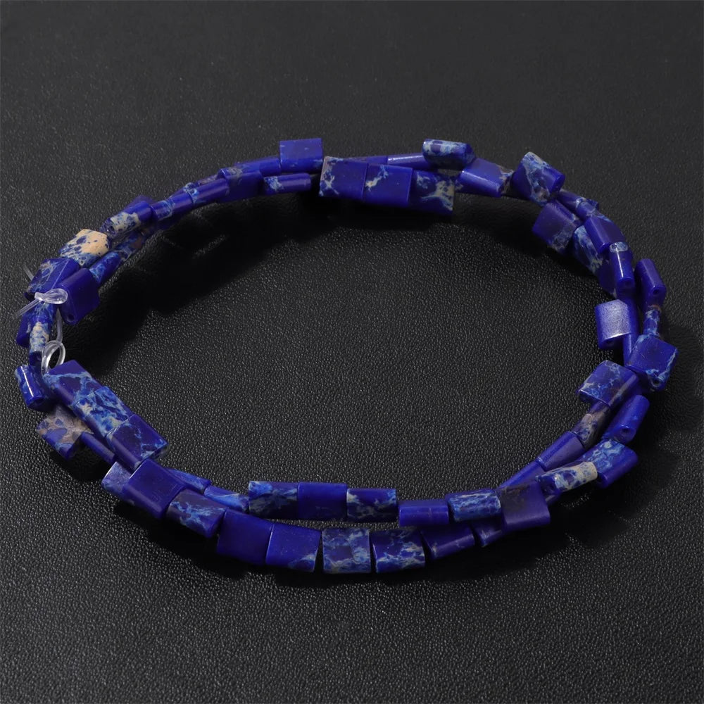 5MM Double Hole Square Bead Natural Tiger Eye Quartzs Imperial Jaspers DIY Beads For Jewelry Making Bracelet Necklace Handmade