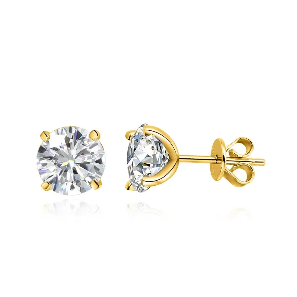 Serenity 0.2-3CT Yellow Gold Color Moissanite Stud Earrings Women Sparkling Classic Wedding Lab Diamond Earring Pure S925 Silver - Madeinsea©