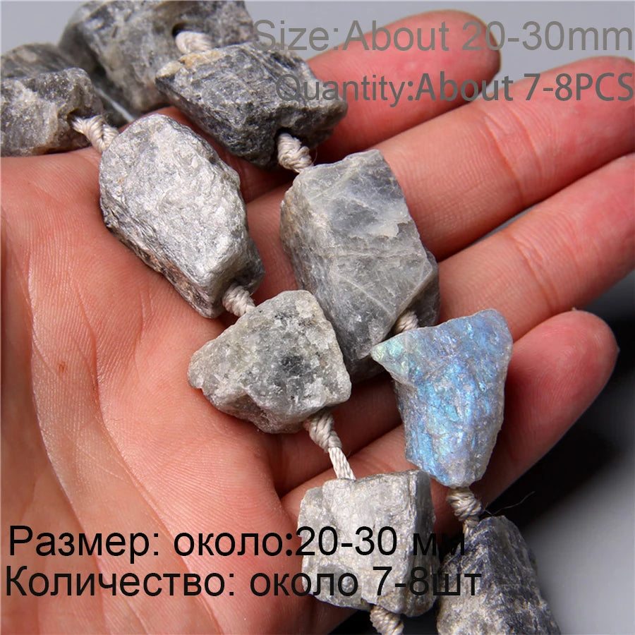 7.5" Natural Irregular Rough Stone Beads Raw Rock Lapis Quartzs Nuggets For Jewelry Making DIY Earrings Bracelet Supply 7-30mm