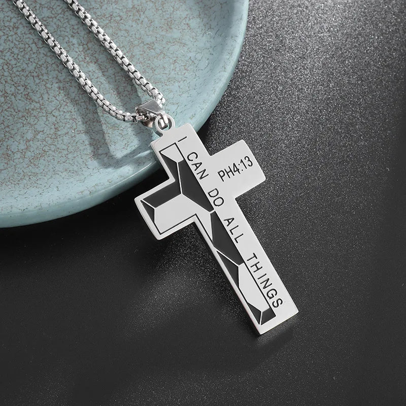 Sports Style Stainless Steel Drip Oil Baseball Cross Necklace Titanium Steel Men Hiphop Locomotive Accessory Boyfriend Gift